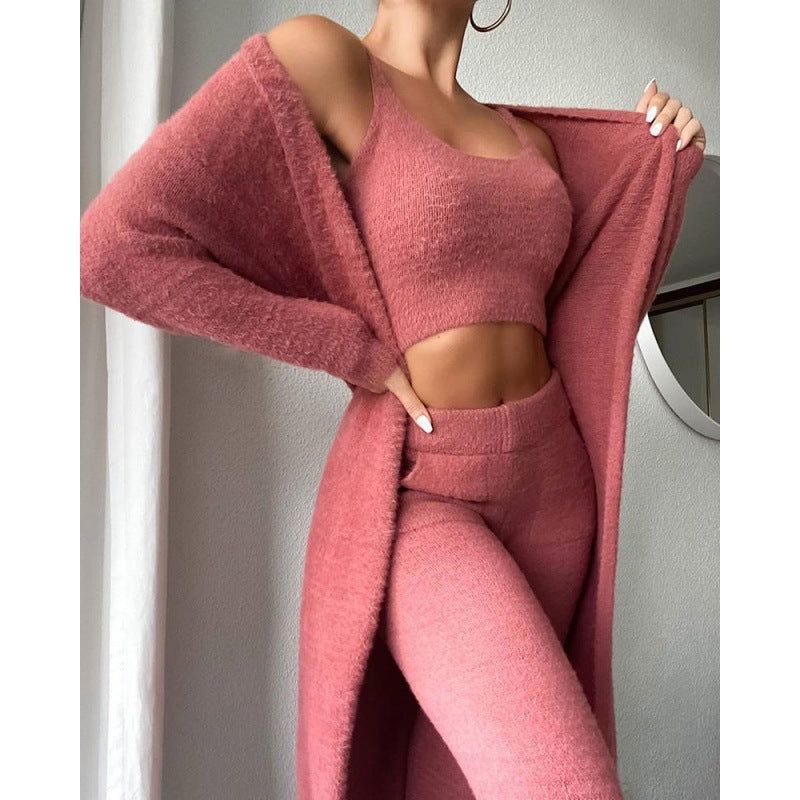 Rahat Pijama Takımı, 3 Parçalı Ev Giyim Takımı, Şirin Ev Giyimleri, Sıcak Takım Elbise Setleri, Uyumlu Takım, Ev Giyim Takımı, 3 Parçalı Pantolon Takımları, Kadın Kışlık Elbise