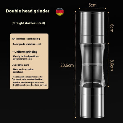 304 Double-headed Stainless Steel Pepper Grinder / 304 Çift Başlıklı Paslanmaz Çelik Karabiber Öğütücü