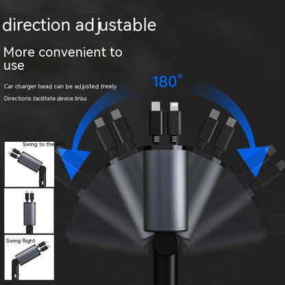 Metal Araç Şarj Cihazı 100W Süper Hızlı Şarjlı Araç Çakmak USB ve TYPE-C Adaptörü