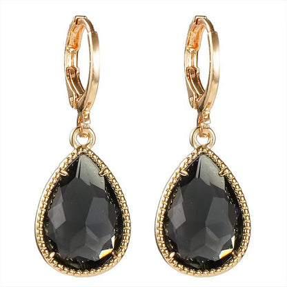 Glass Water Drop Copper Colorful Rare Earth Earrings