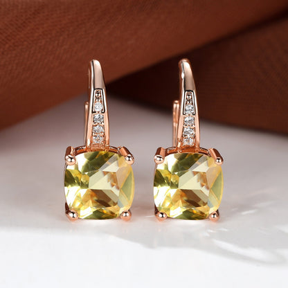 Square Zircon Inlaid Ear Hook Korean Style Fashion All-matching