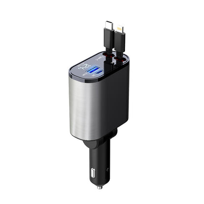 Metal Araç Şarj Cihazı 100W Süper Hızlı Şarjlı Araç Çakmak USB ve TYPE-C Adaptörü